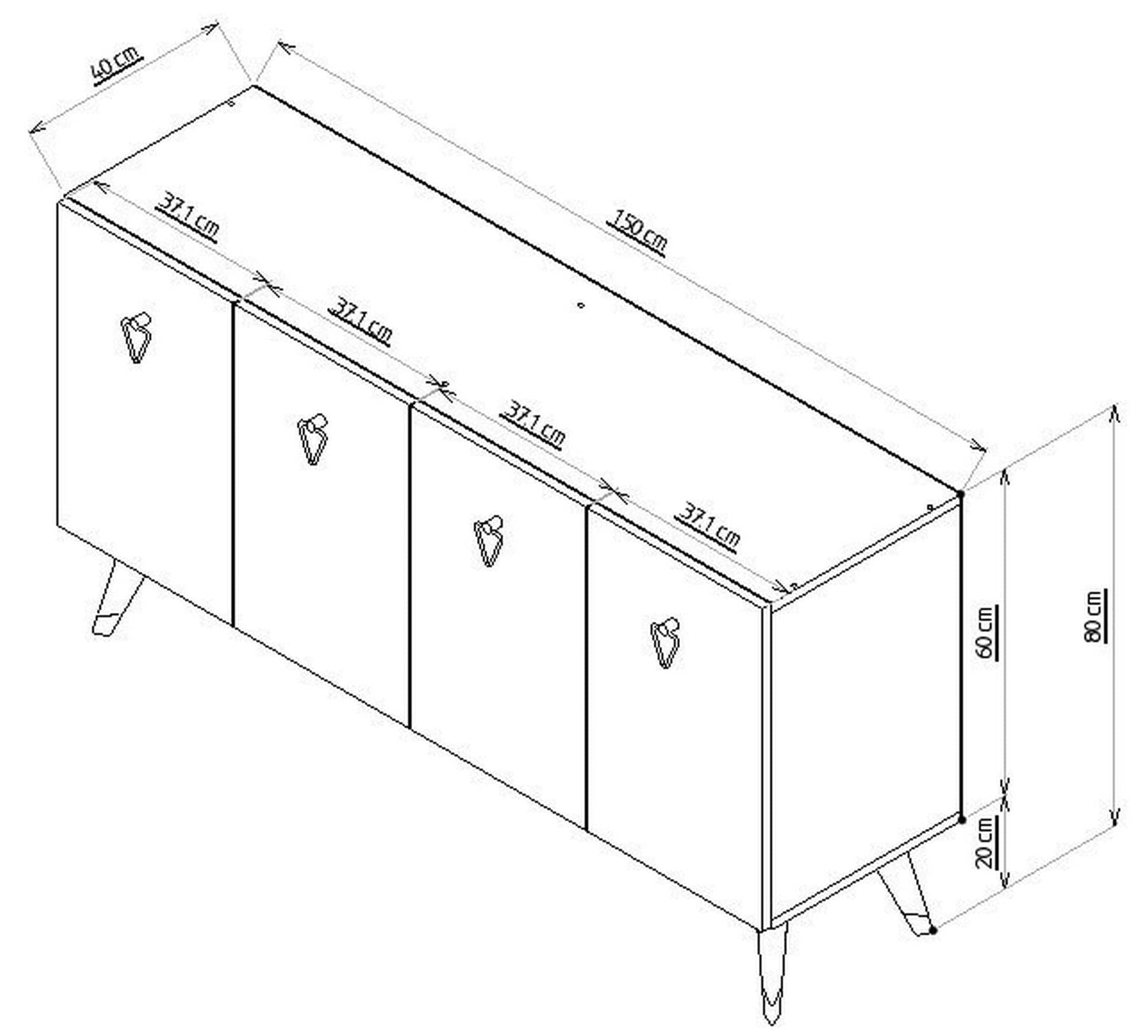Comoda AMSTERDAM OCN-34217, gri antracit/argintiu