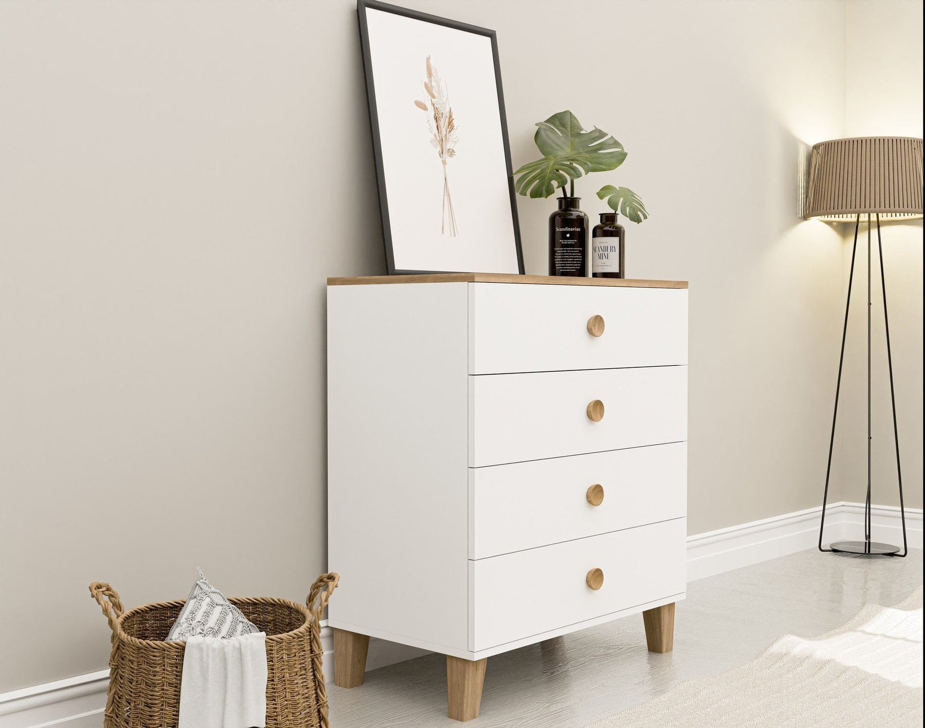 Comoda AMSTERDAM OCN-34226, alb/stejar