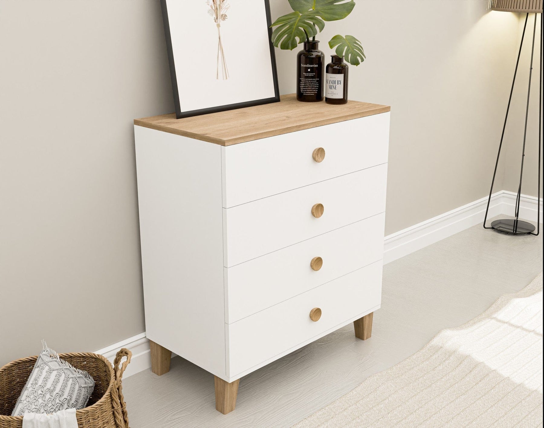 Comoda AMSTERDAM OCN-34226, alb/stejar