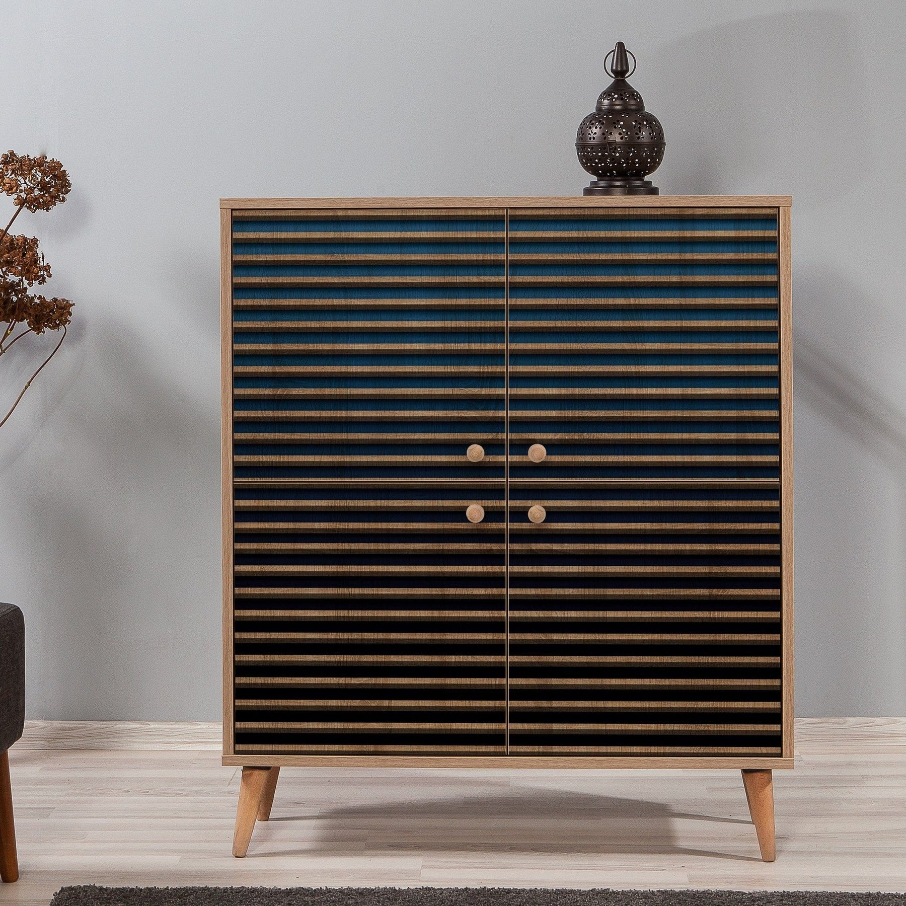 Comoda AMSTERDAM OCN-34247, negru/stejar sonoma