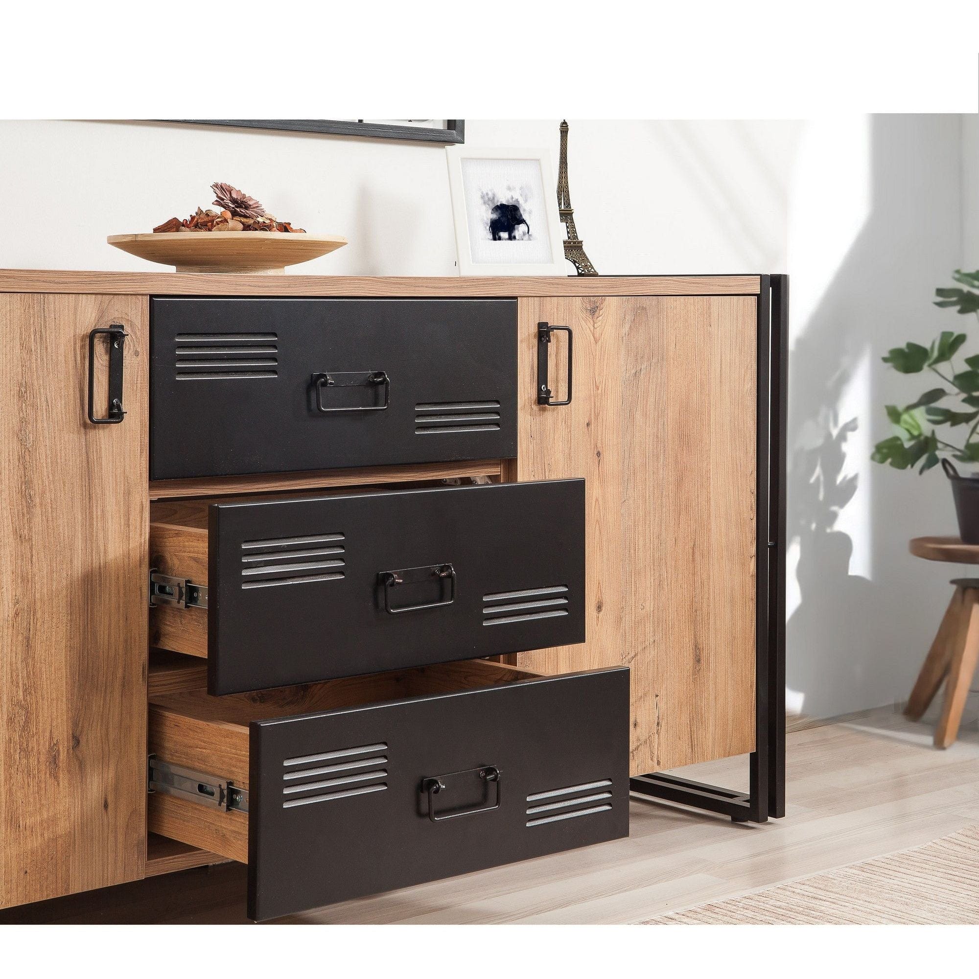 Comoda AMSTERDAM OCN-34305, stejar/negru