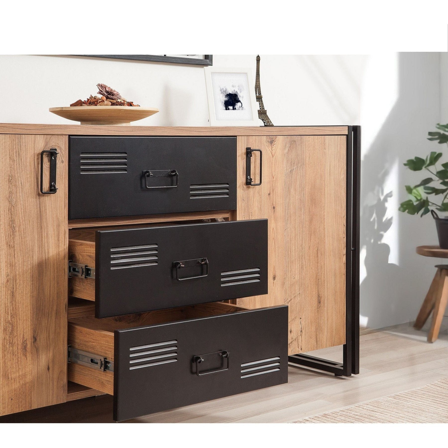 Comoda AMSTERDAM OCN-34305, stejar/negru