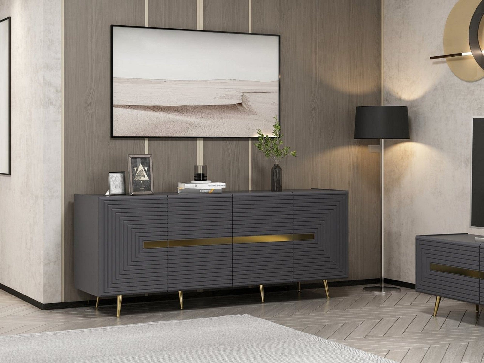 Comoda AMSTERDAM OCN-34306, gri antracit/auriu