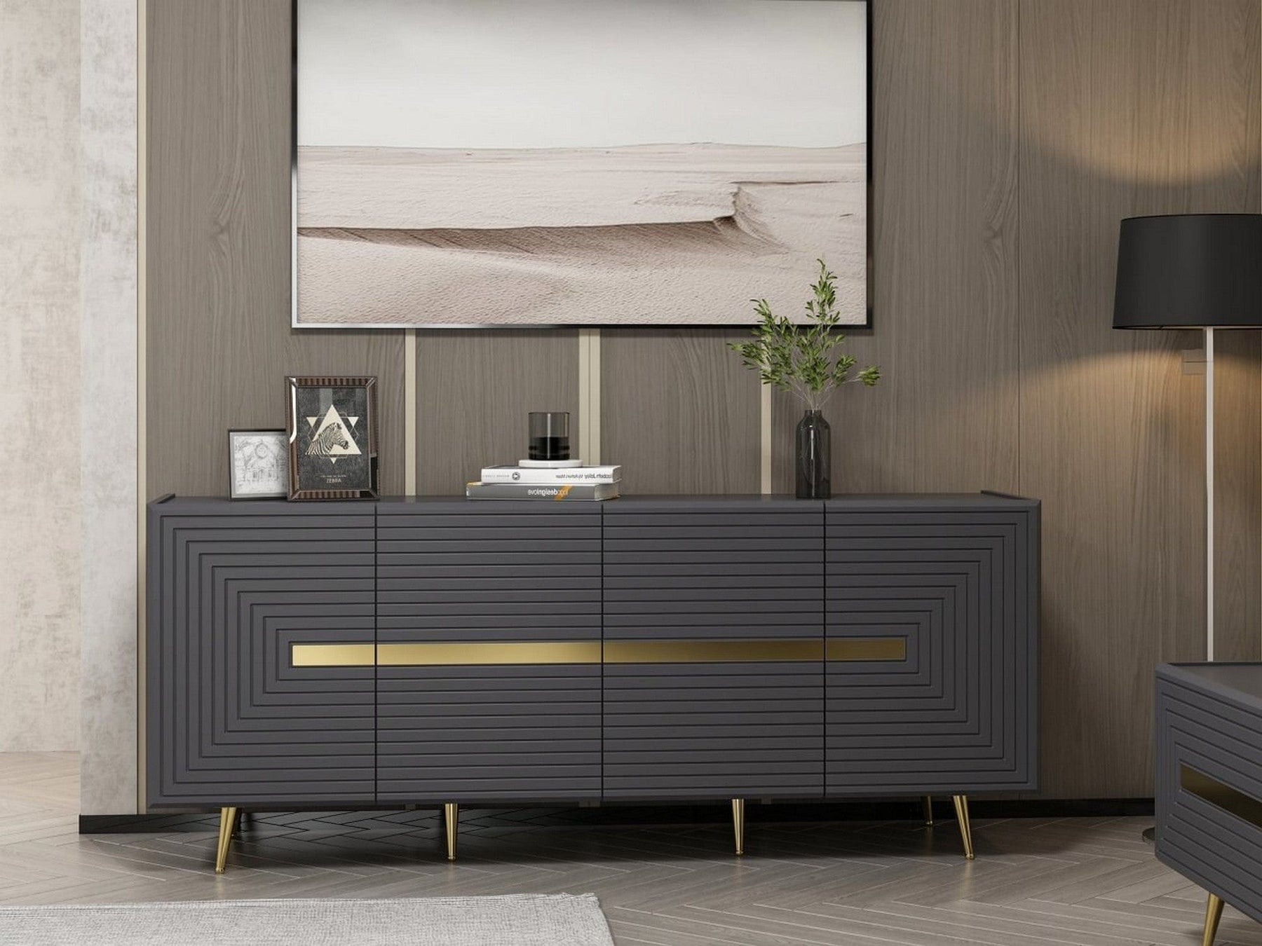 Comoda AMSTERDAM OCN-34306, gri antracit/auriu