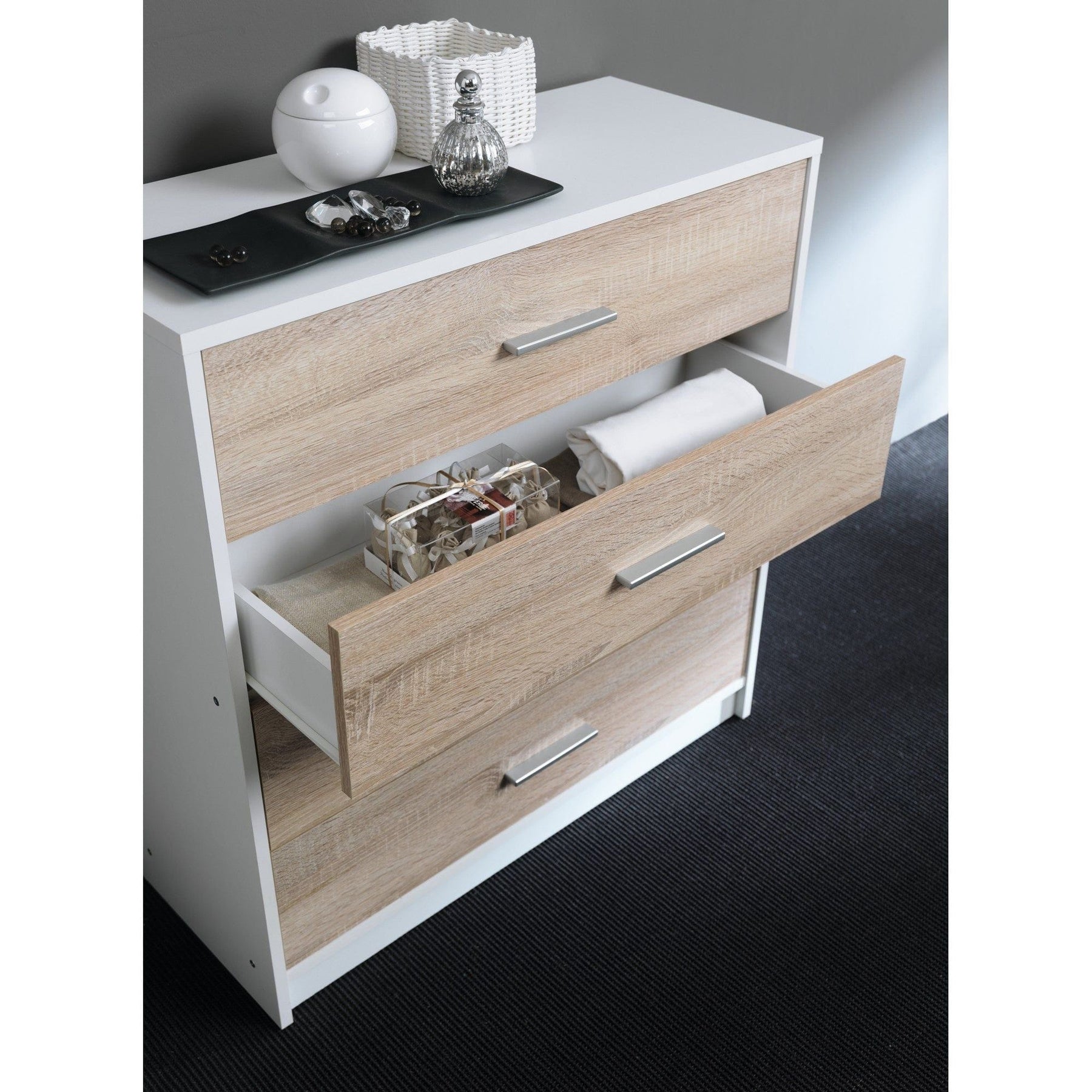 Comoda BERGEN OCN-29594, stejar sonoma/alb