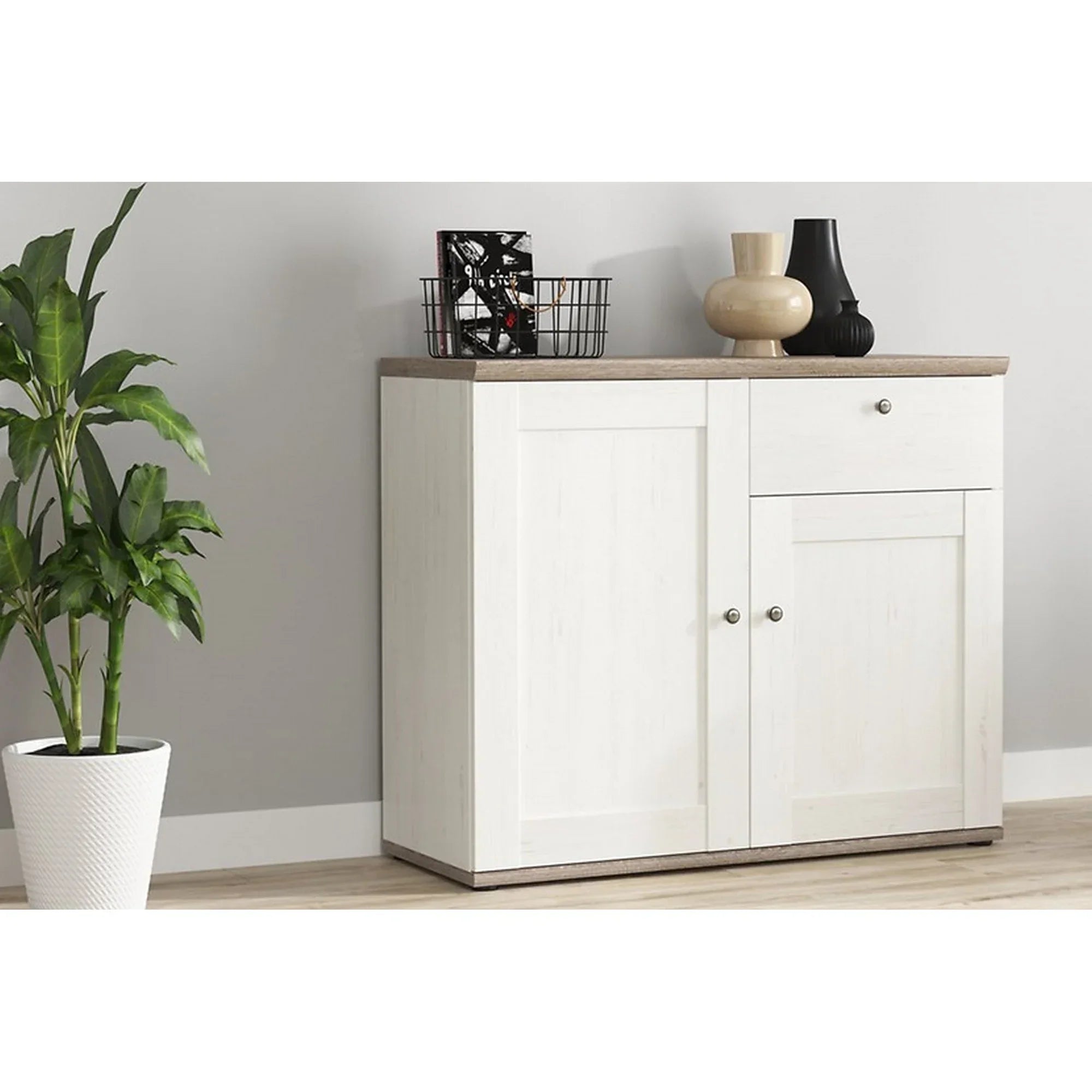 Comoda BERGEN OCN-29598, alb andersen/stejar sonoma