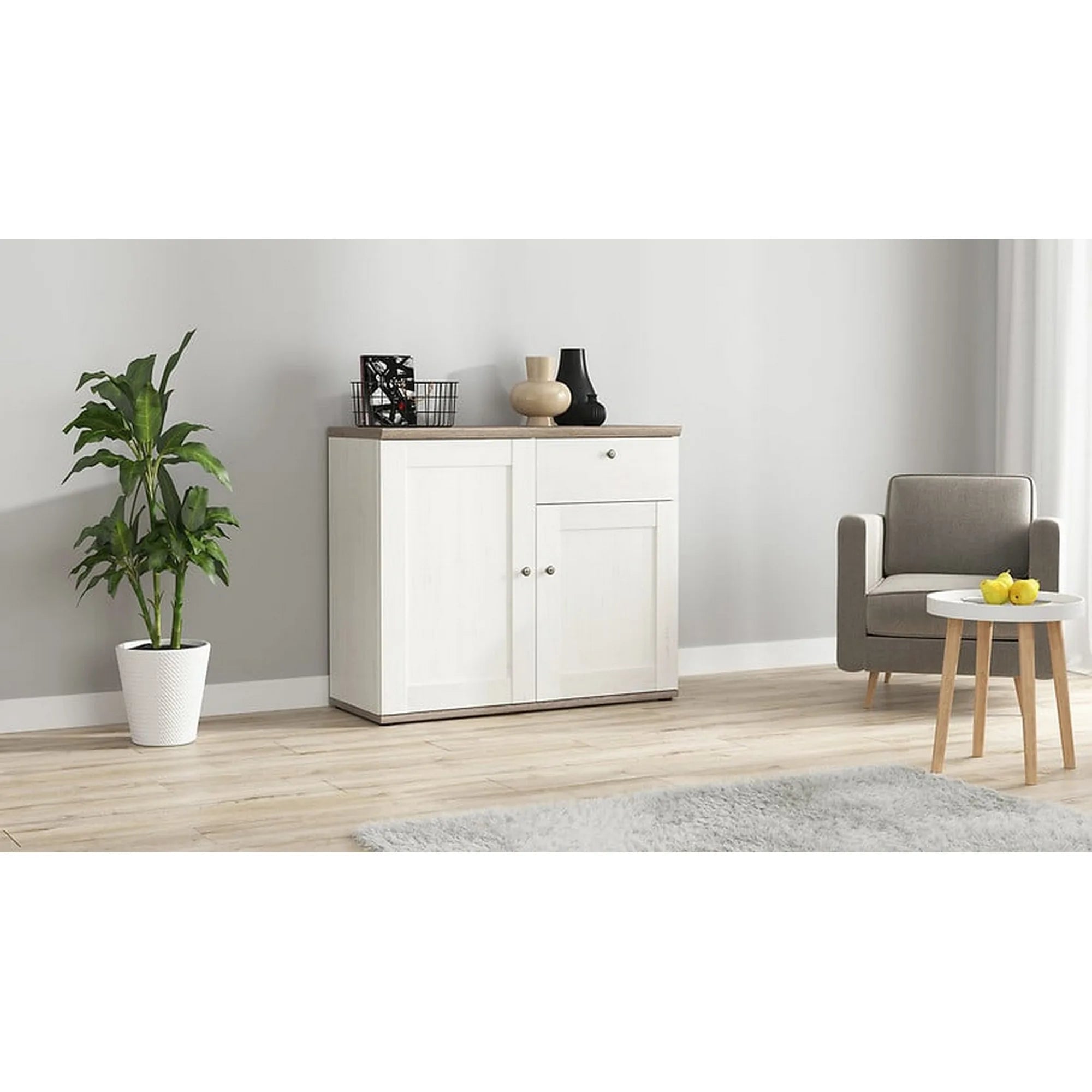 Comoda BERGEN OCN-29598, alb andersen/stejar sonoma