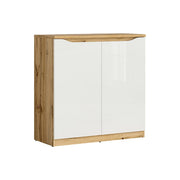 Comoda BERGEN OCN-29601, alb lucios/stejar