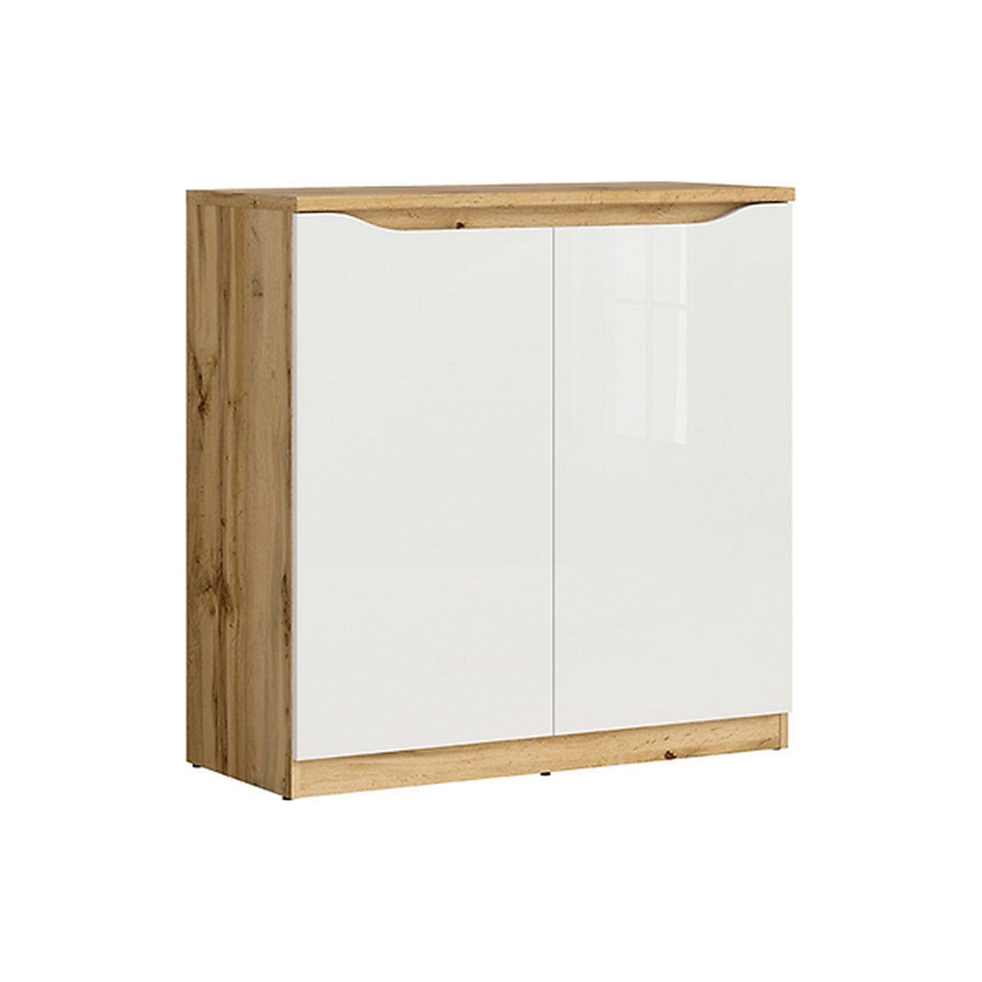 Comoda BERGEN OCN-29601, alb lucios/stejar