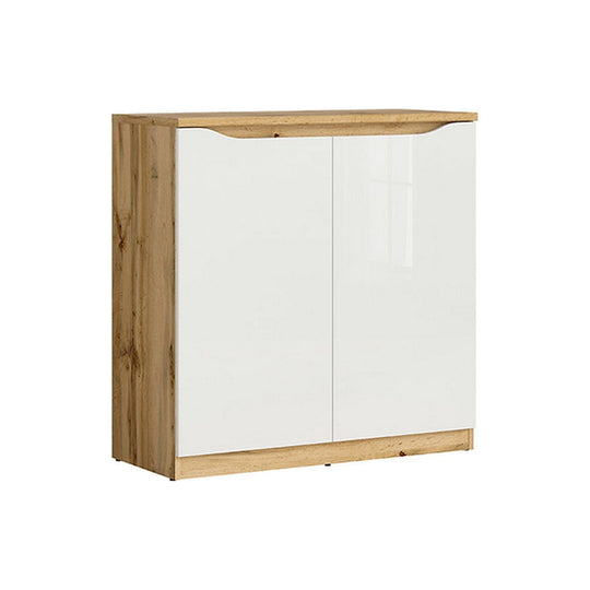 Comoda BERGEN OCN-29601, alb lucios/stejar
