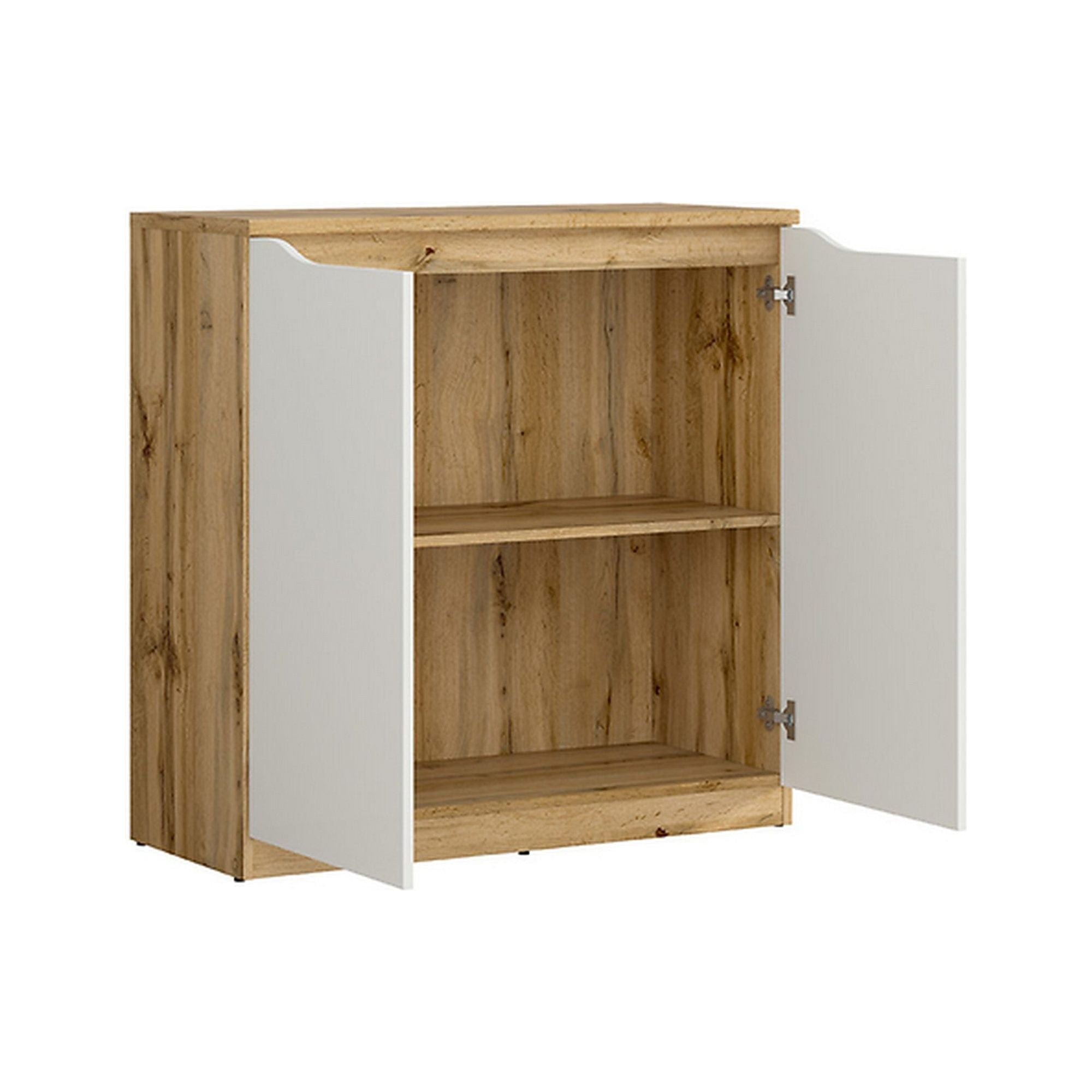 Comoda BERGEN OCN-29601, alb lucios/stejar