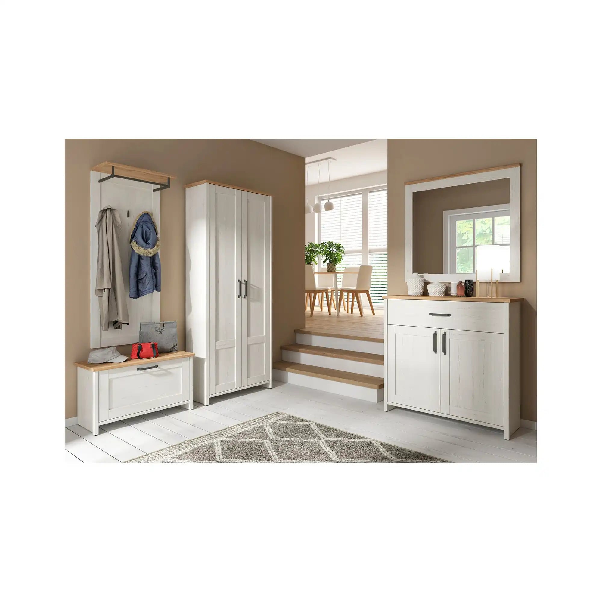 Comoda BERGEN OCN-29611, pin alb/stejar grandson