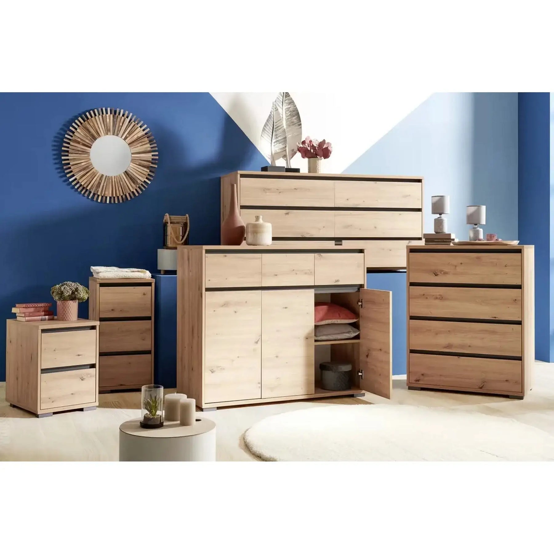 Comoda BERGEN OCN-29621, stejar artisan/gri antracit