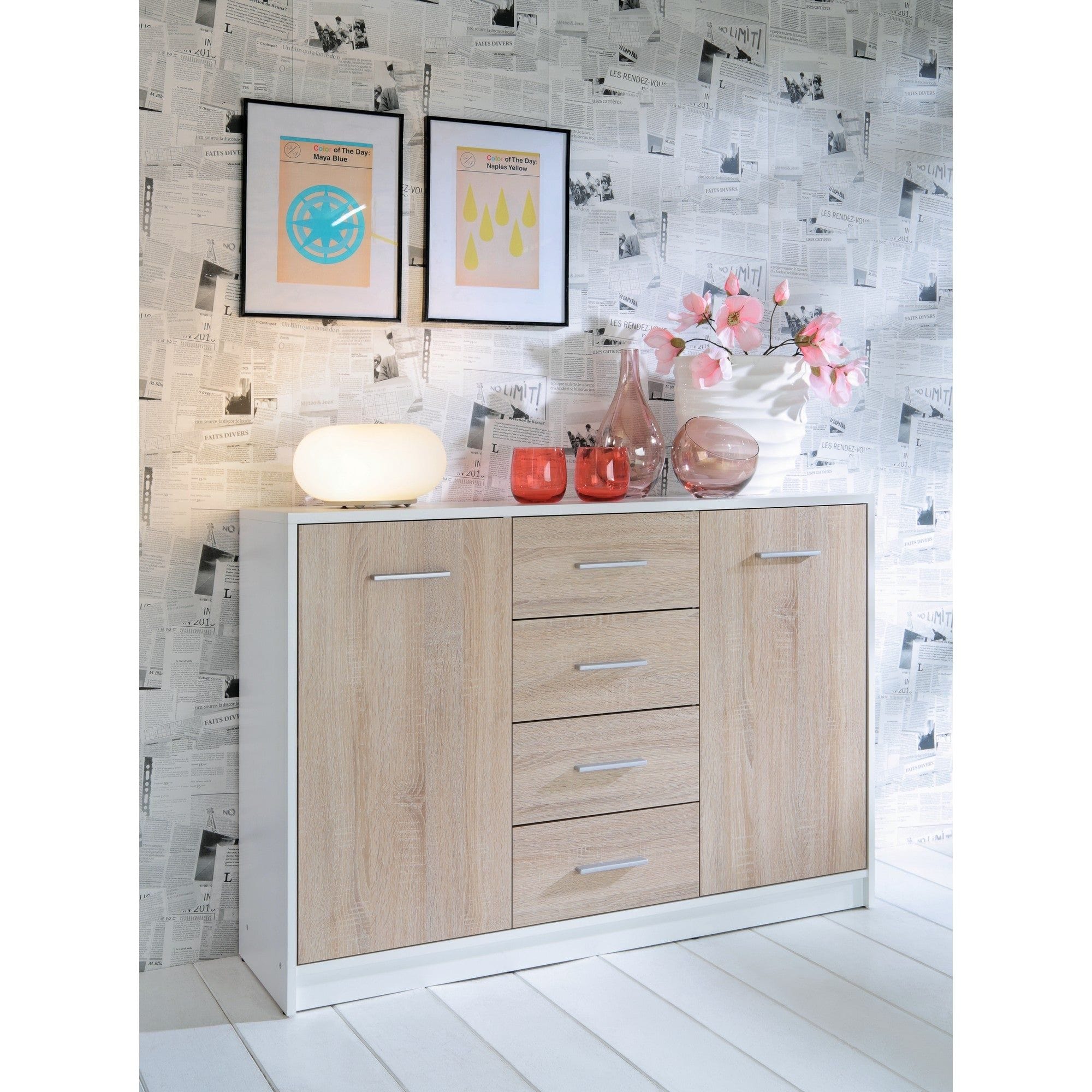 Comoda BERGEN OCN-29628, stejar sonoma/alb