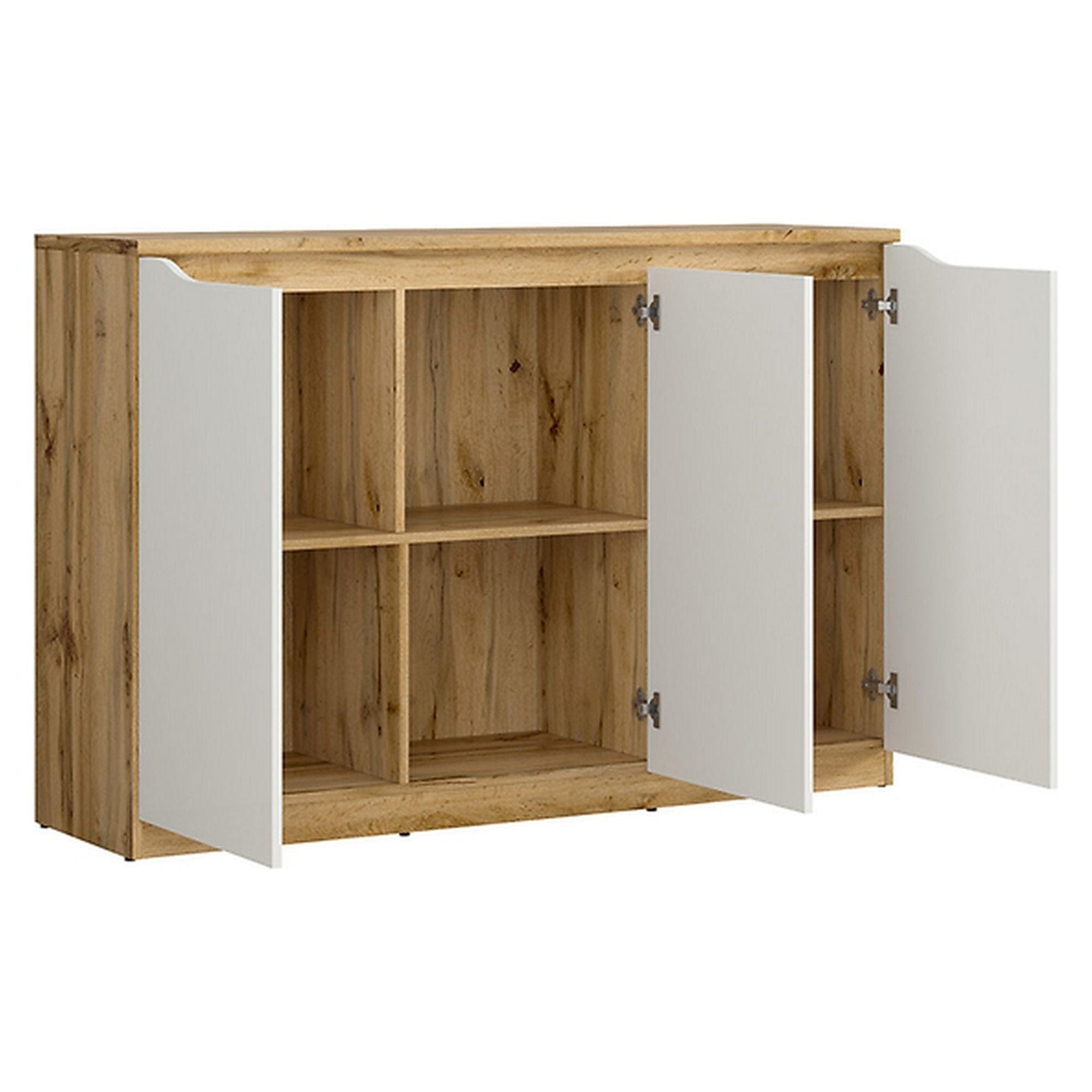 Comoda BERGEN OCN-29663, alb lucios/stejar