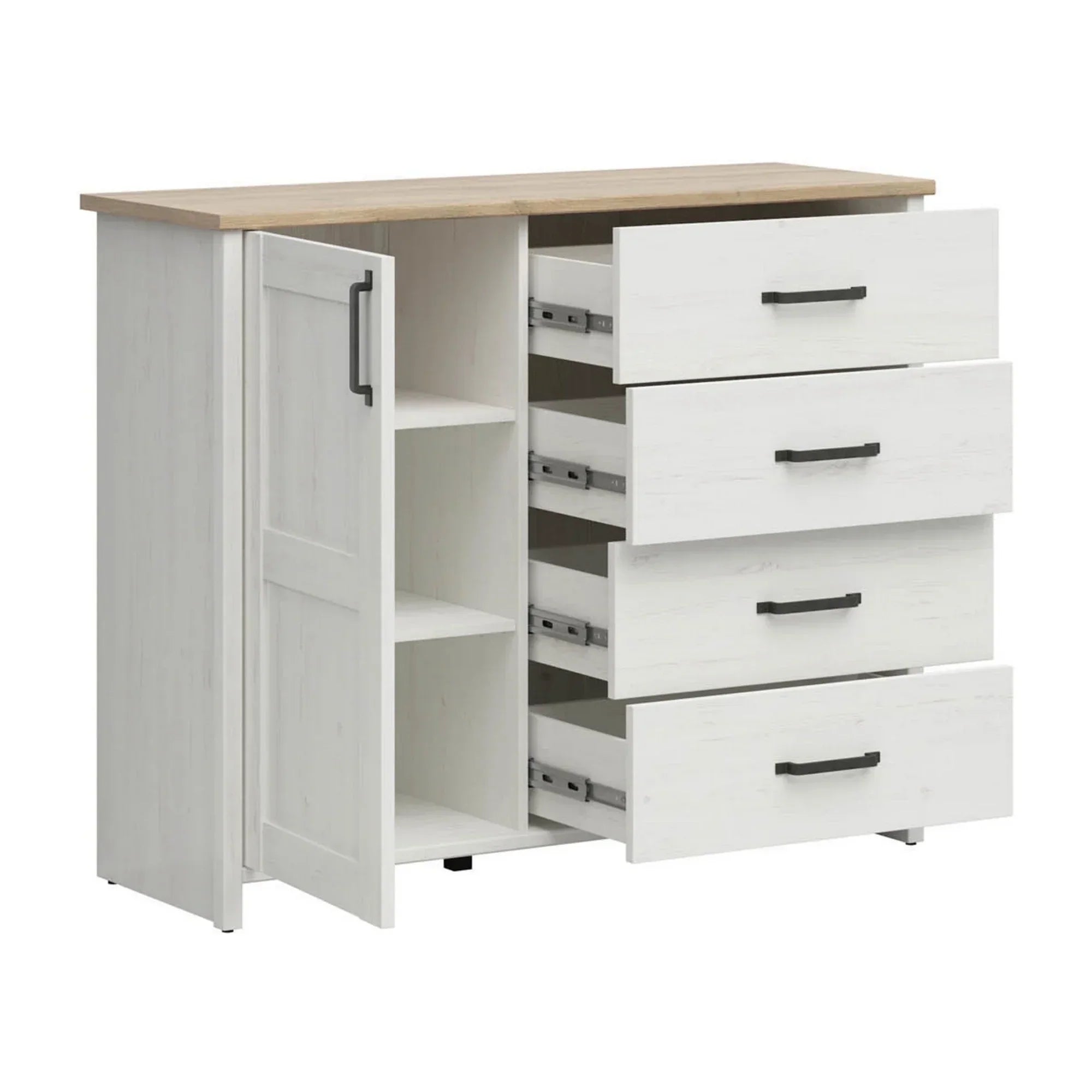 Comoda BERGEN OCN-29677, pin alb/stejar grandson