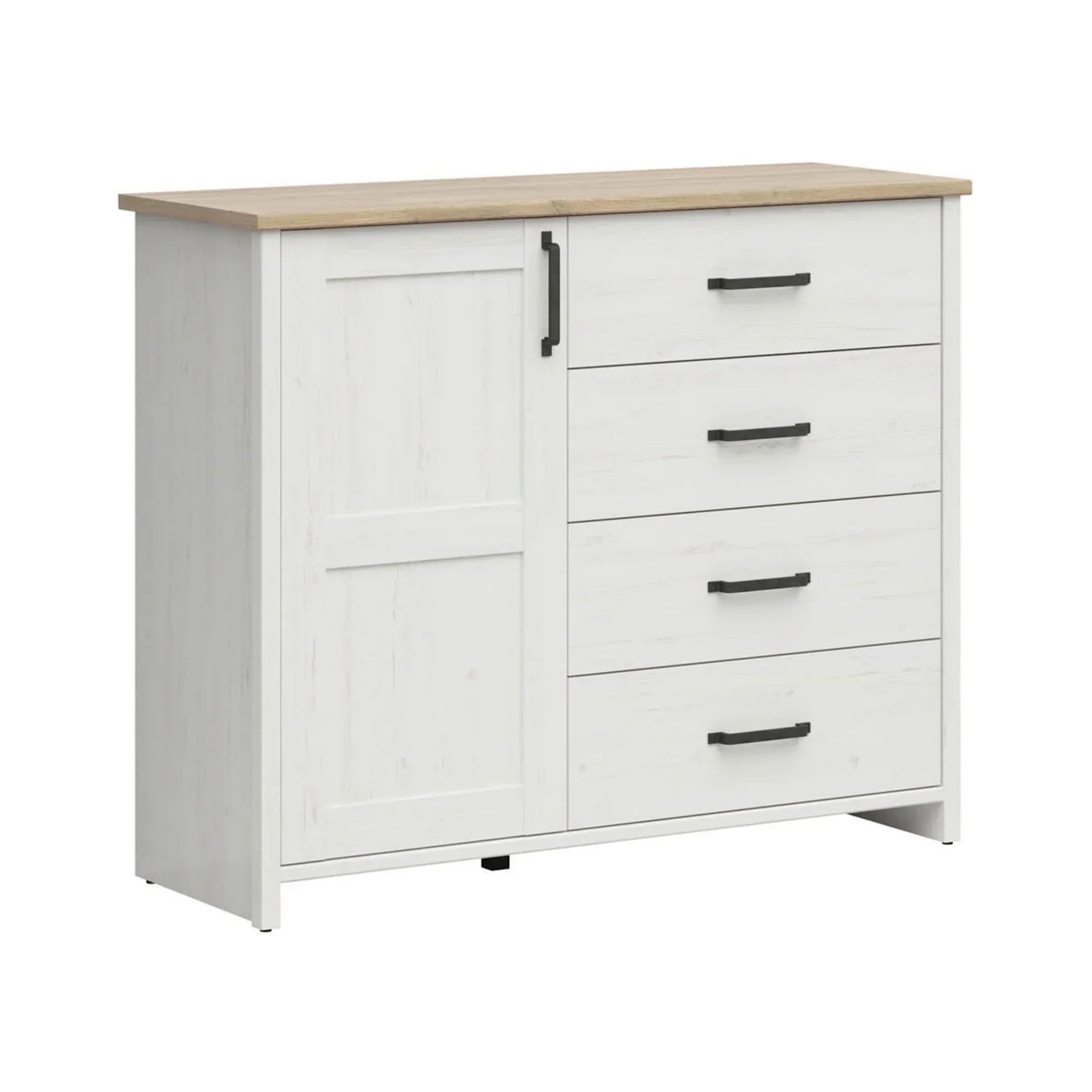 Comoda BERGEN OCN-29677, pin alb/stejar grandson