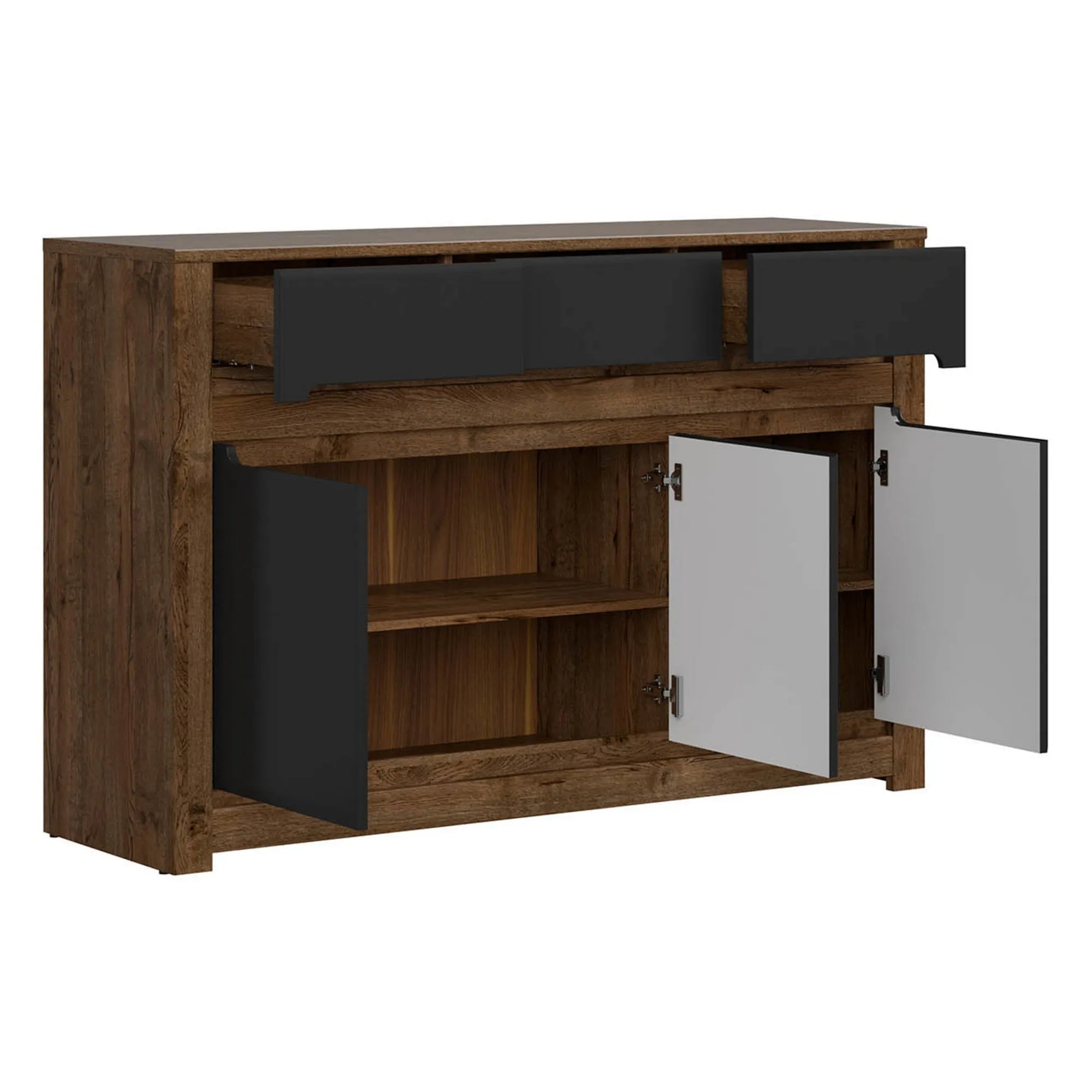 Comoda BERGEN OCN-29692, stejar/negru mat