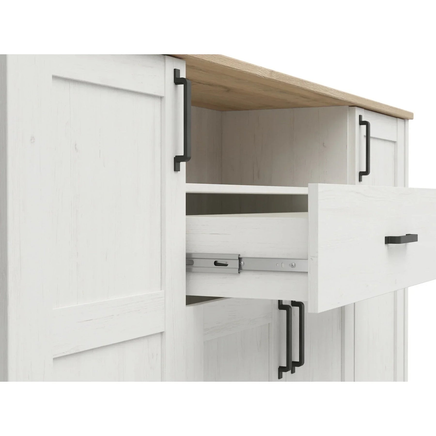 Comoda BERGEN OCN-29708, pin alb/stejar grandson