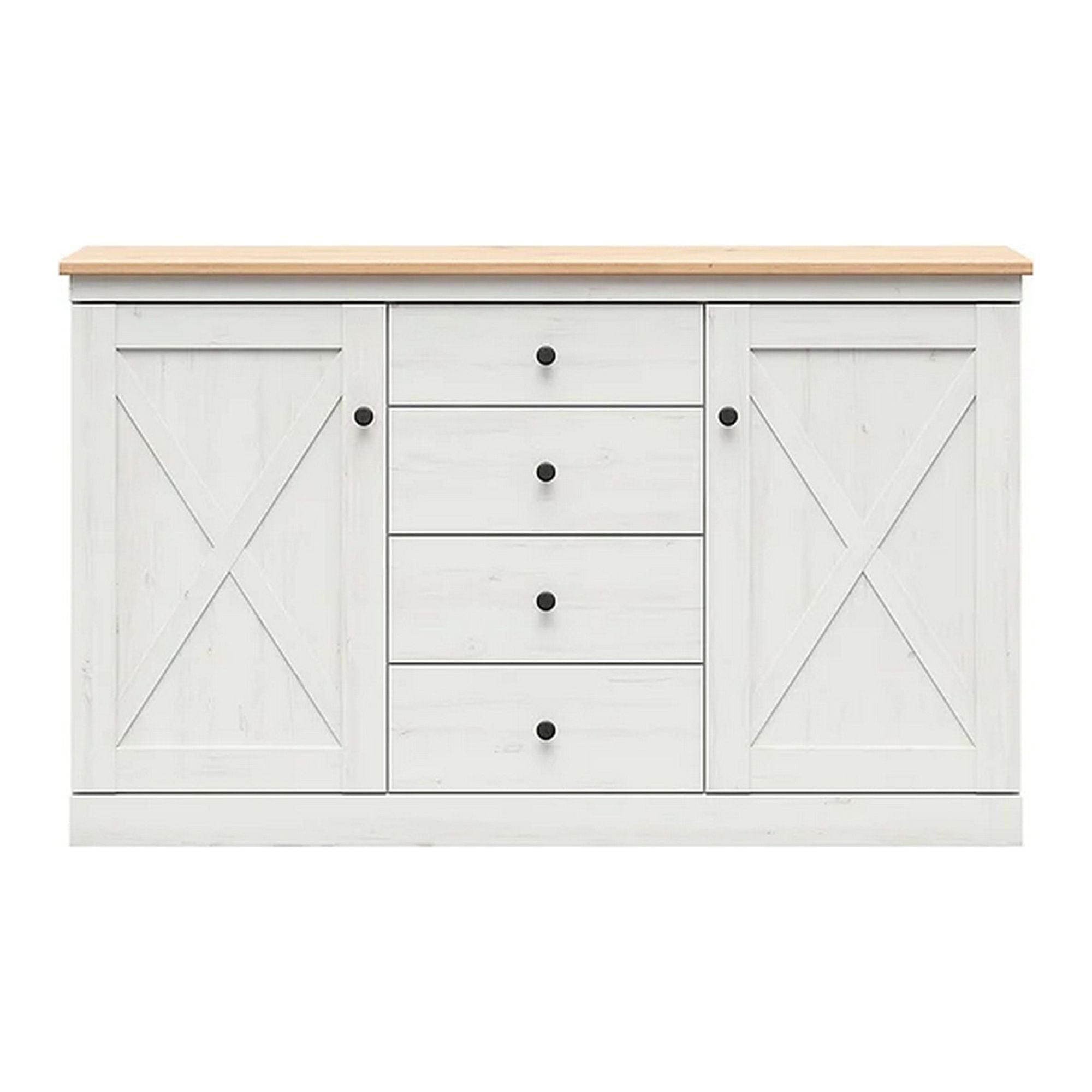 Comoda BERGEN OCN-29712, alb pin andersen/stejar artisan