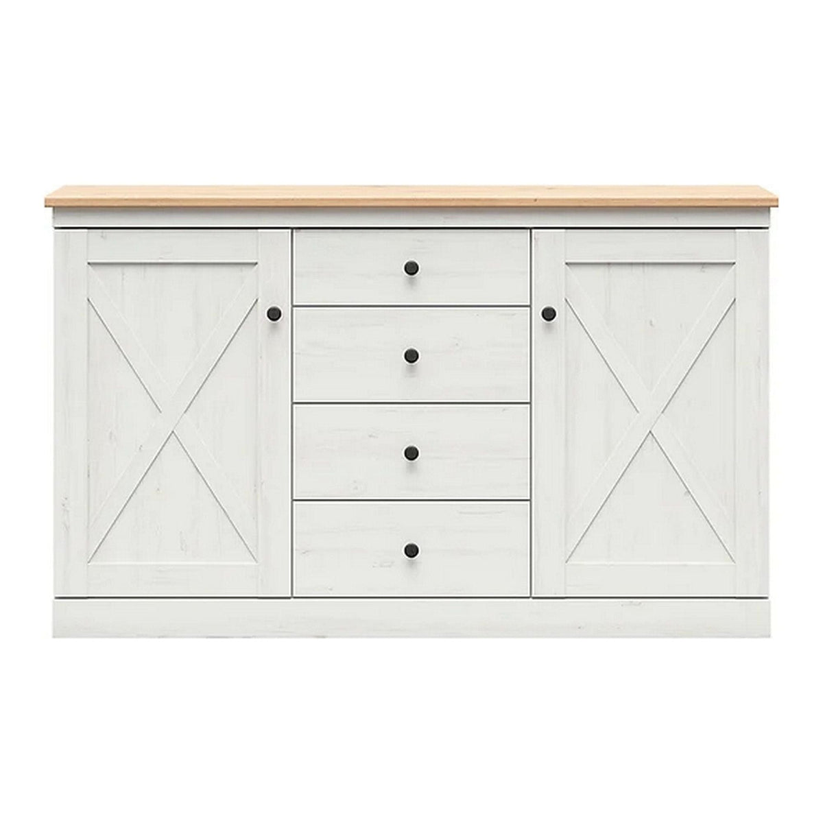 Comoda BERGEN OCN-29712, alb pin andersen/stejar artisan
