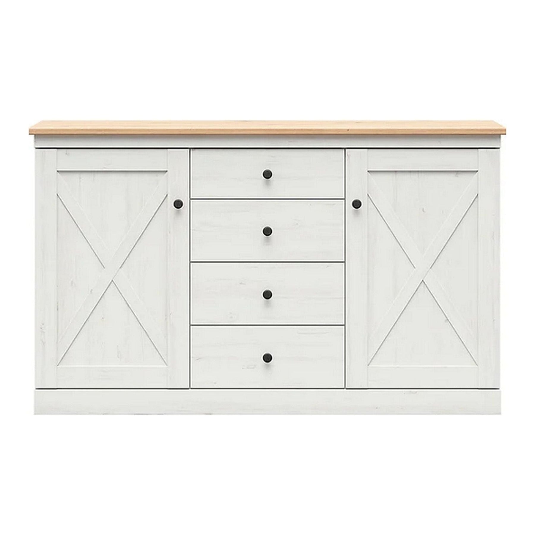 Comoda BERGEN OCN-29712, alb pin andersen/stejar artisan