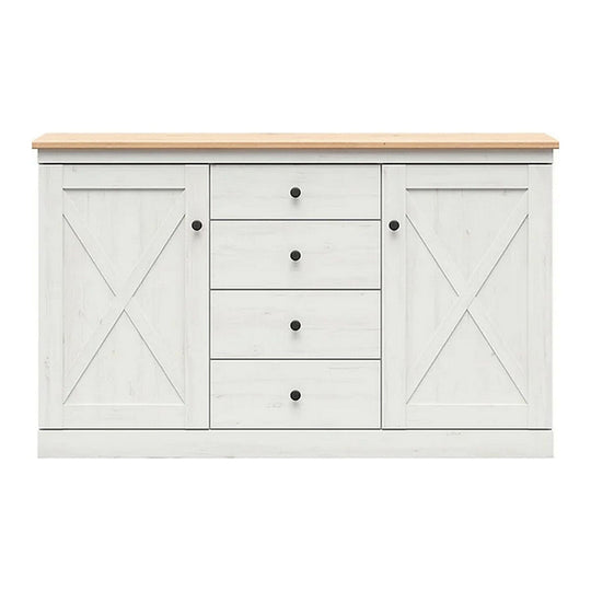 Comoda BERGEN OCN-29712, alb pin andersen/stejar artisan