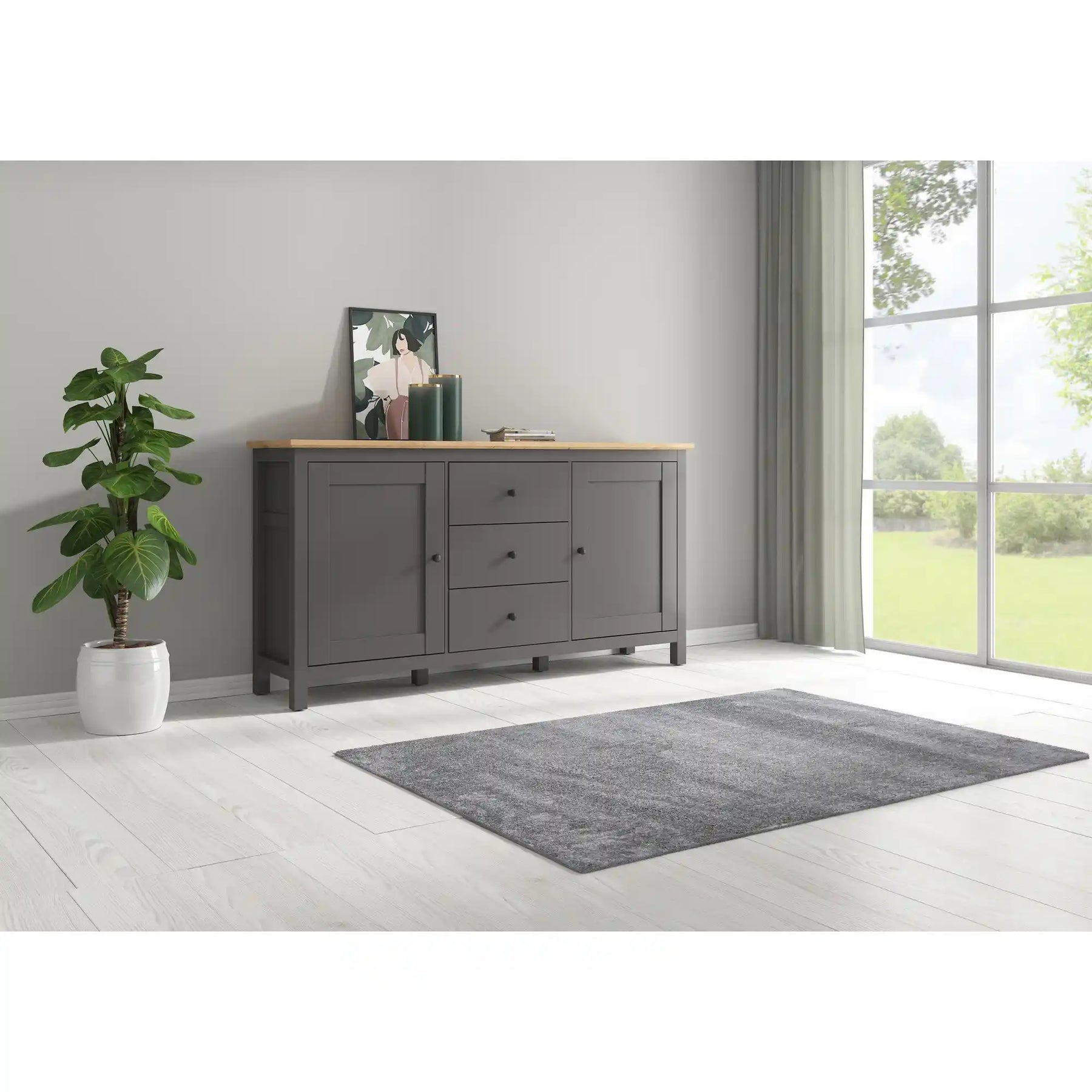 Comoda BERGEN OCN-29717, gri grafit/stejar artisan
