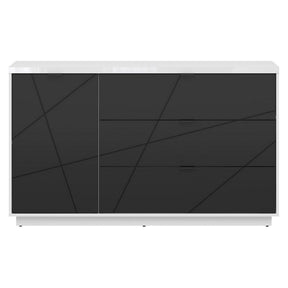 Comoda BERGEN OCN-29719, alb lucios/negru mat