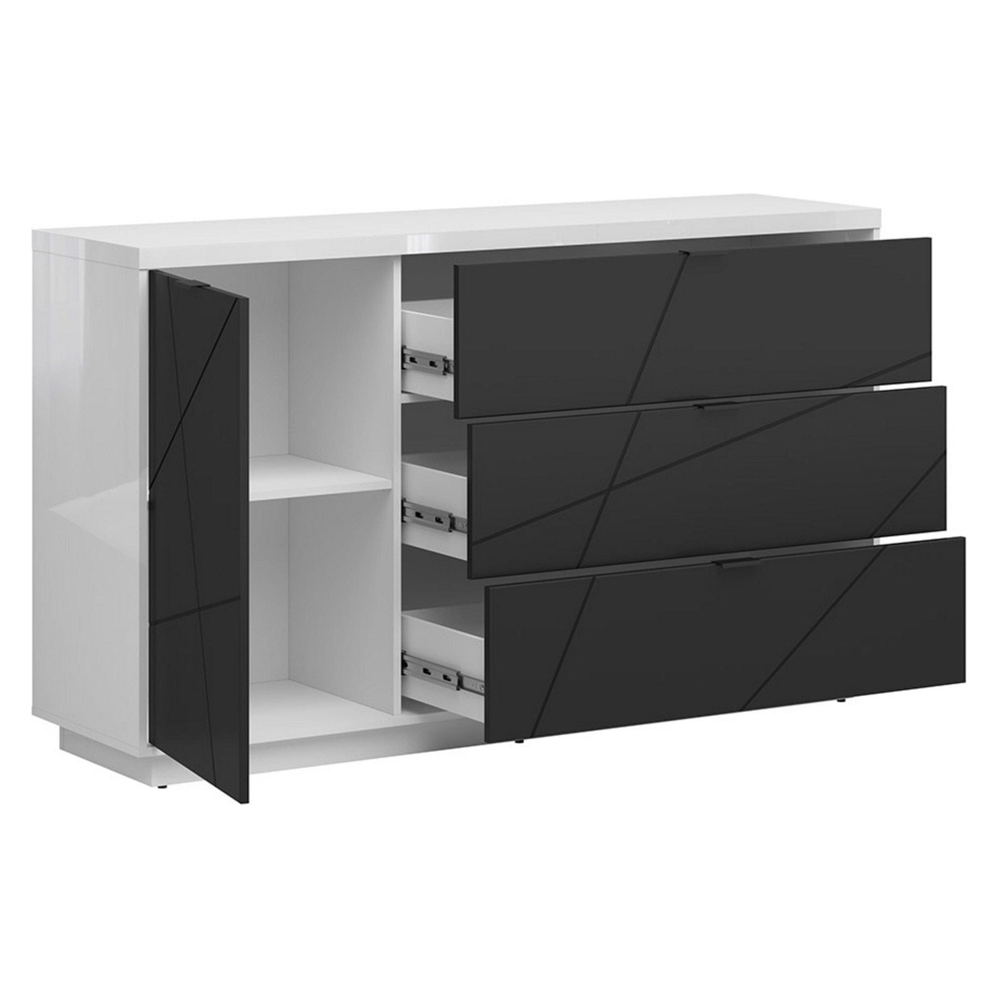 Comoda BERGEN OCN-29719, alb lucios/negru mat