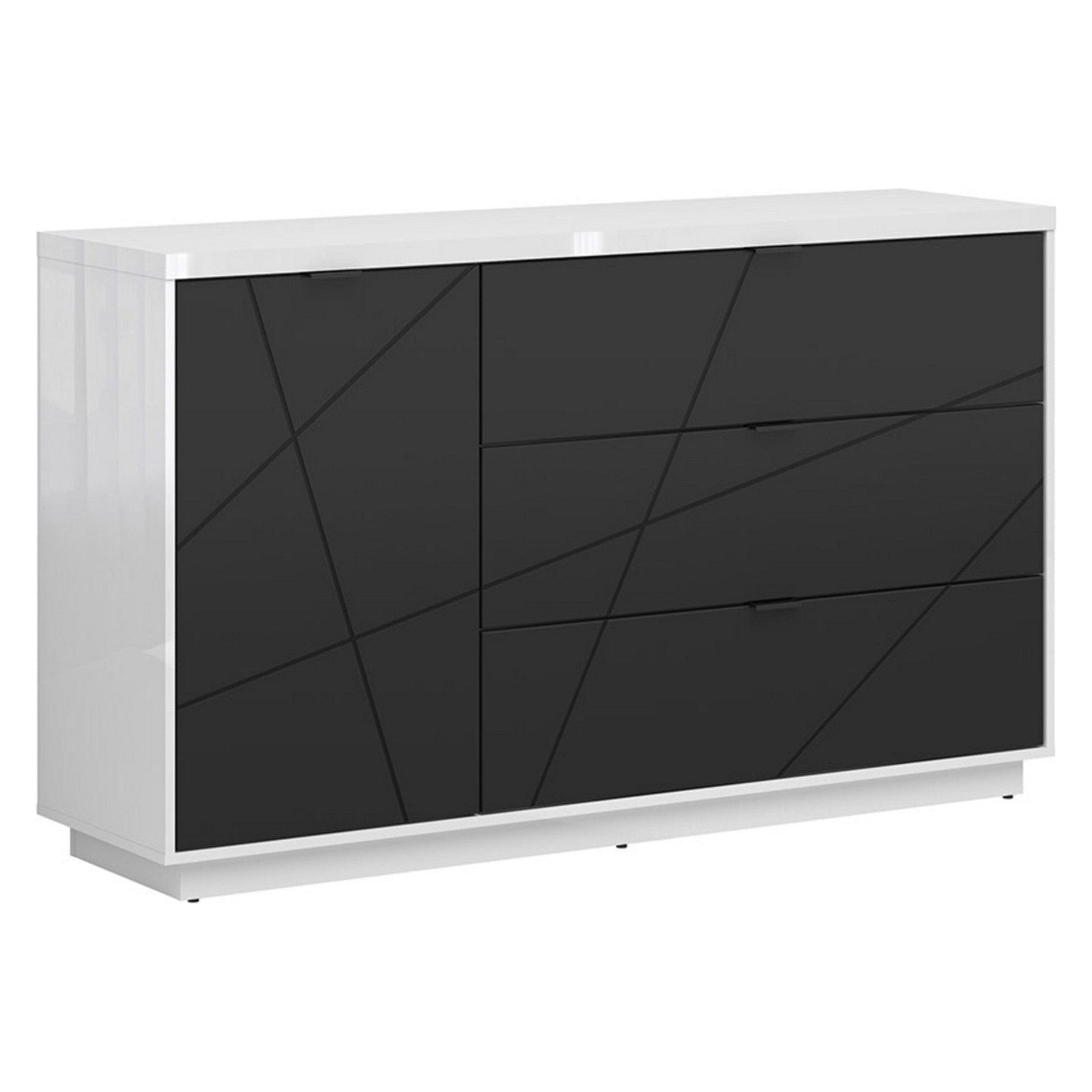 Comoda BERGEN OCN-29719, alb lucios/negru mat