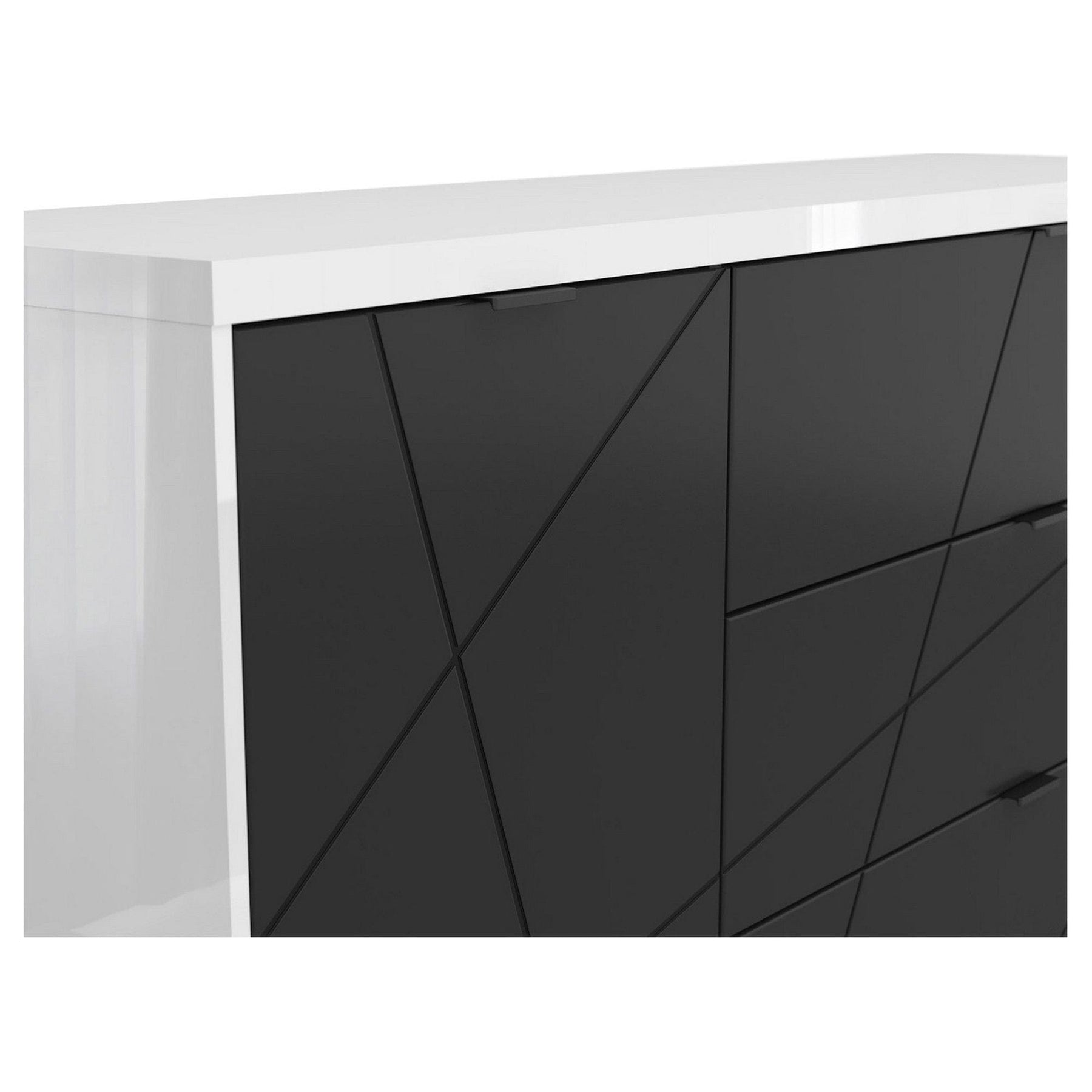 Comoda BERGEN OCN-29719, alb lucios/negru mat