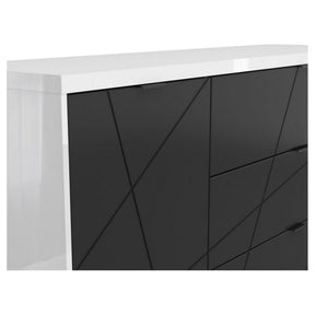 Comoda BERGEN OCN-29719, alb lucios/negru mat