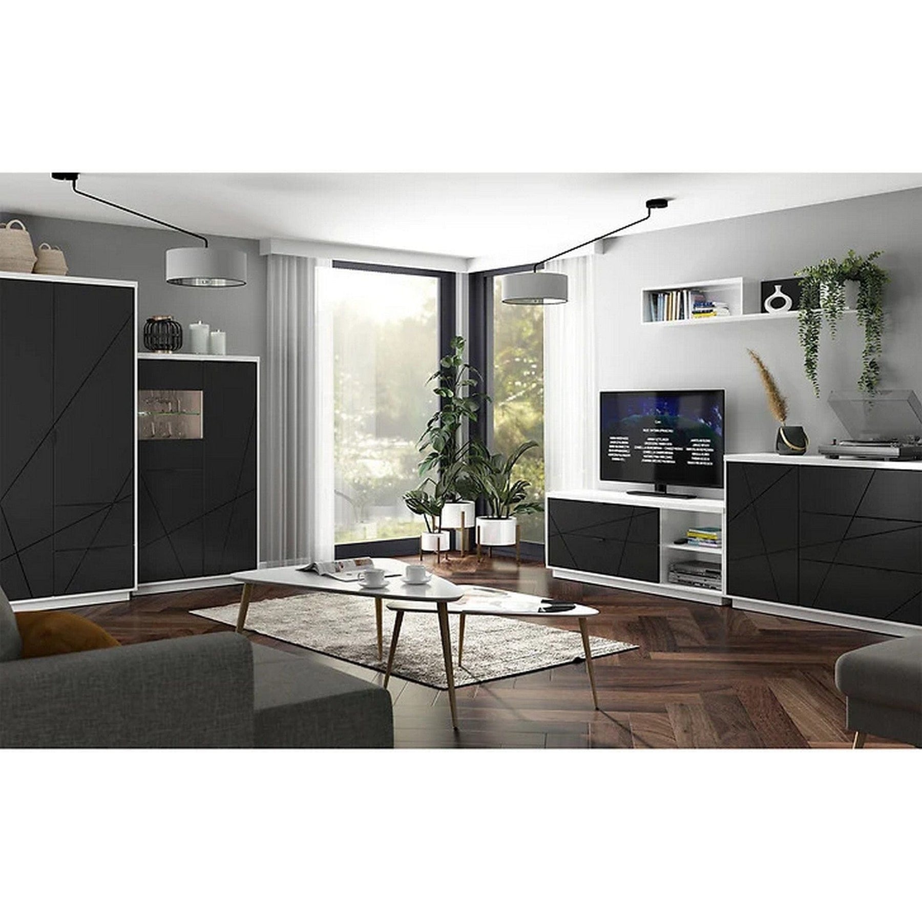 Comoda BERGEN OCN-29719, alb lucios/negru mat