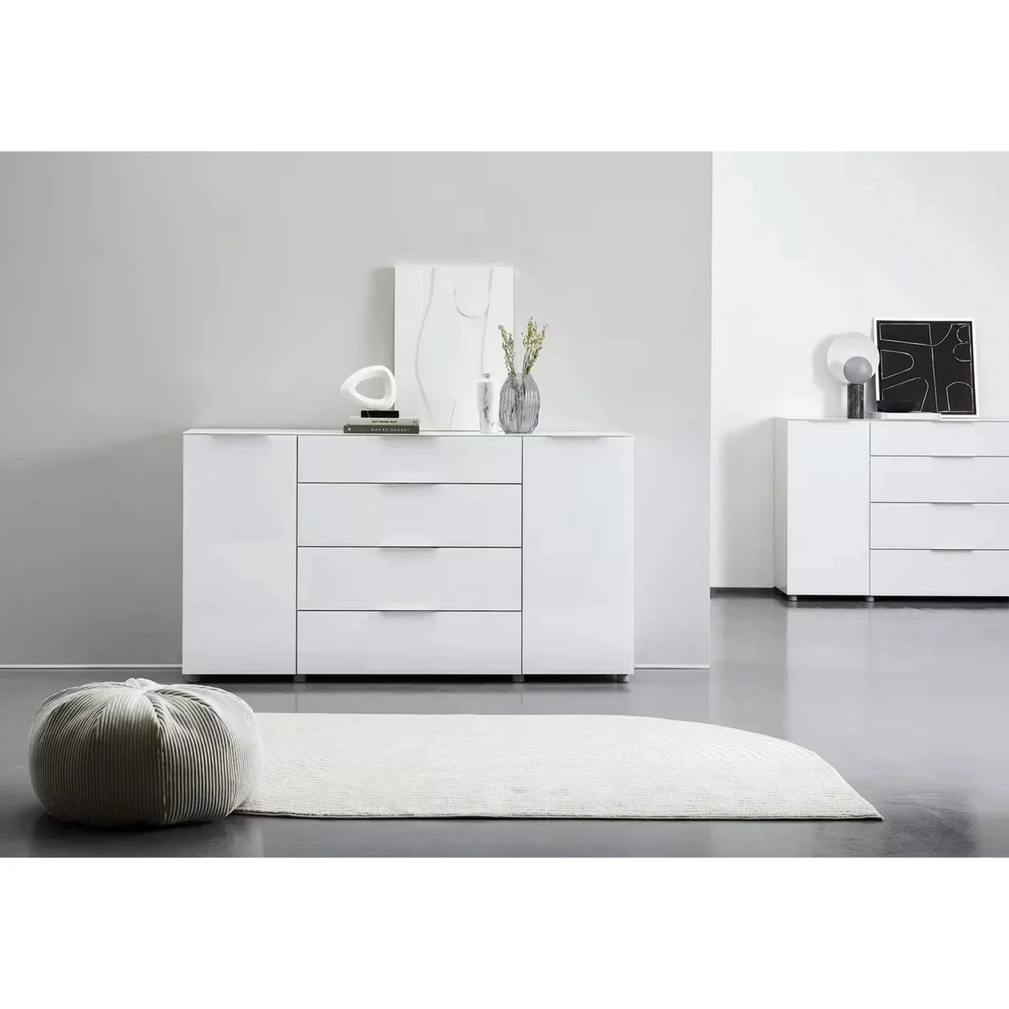 Comoda BERGEN OCN-29724, alb lucios/alb