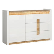 Comoda BERGEN OCN-29729, alb lucios/stejar