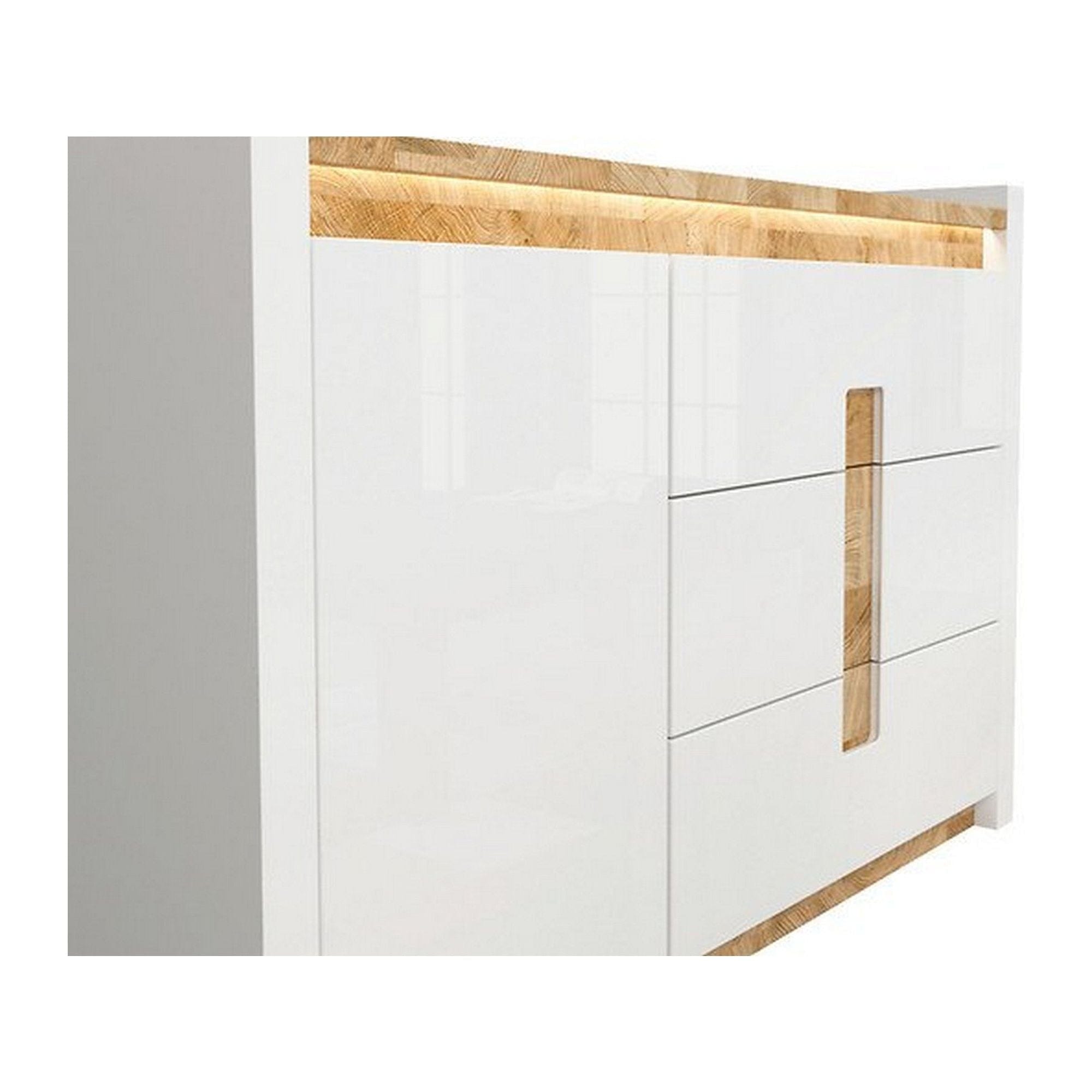 Comoda BERGEN OCN-29729, alb lucios/stejar