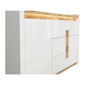 Comoda BERGEN OCN-29729, alb lucios/stejar