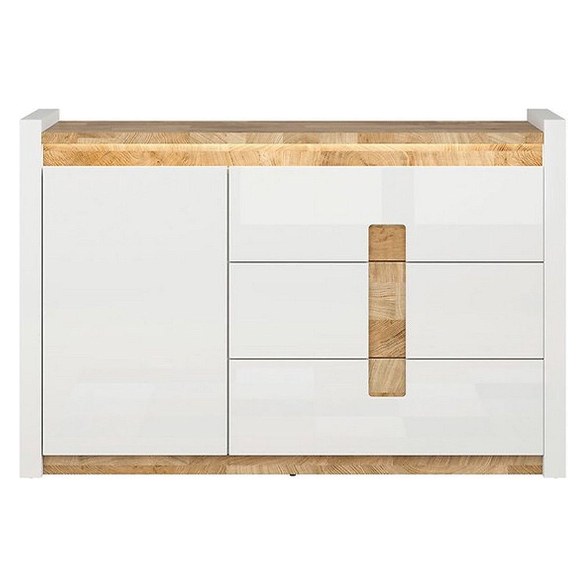 Comoda BERGEN OCN-29729, alb lucios/stejar