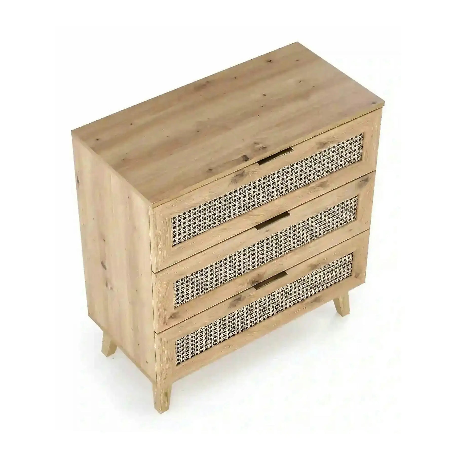 Comoda BORNEO, PAL laminat/MDF laminat/polipropilenă, stejar artisan, 80×40×85 cm