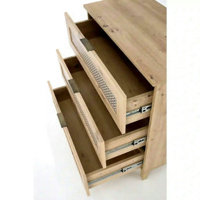 Comoda BORNEO, PAL laminat/MDF laminat/polipropilenă, stejar artisan, 80×40×85 cm