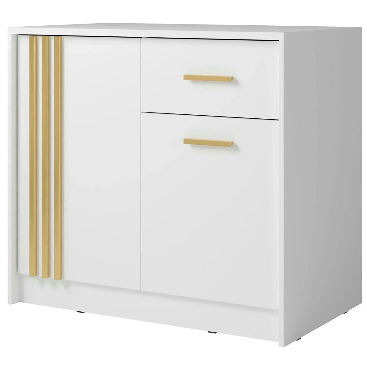 Comoda CANADA CY25, alb/auriu, PAL laminat, 102x42x94 cm