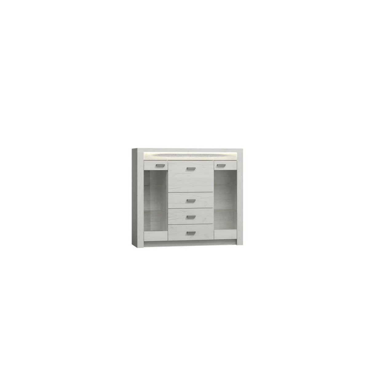 Vitrina INDIANAPOLIS I8, stejar craft alb, PAL laminat, 137x42x122 cm