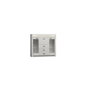 Vitrina INDIANAPOLIS I8, stejar craft alb, PAL laminat, 137x42x122 cm