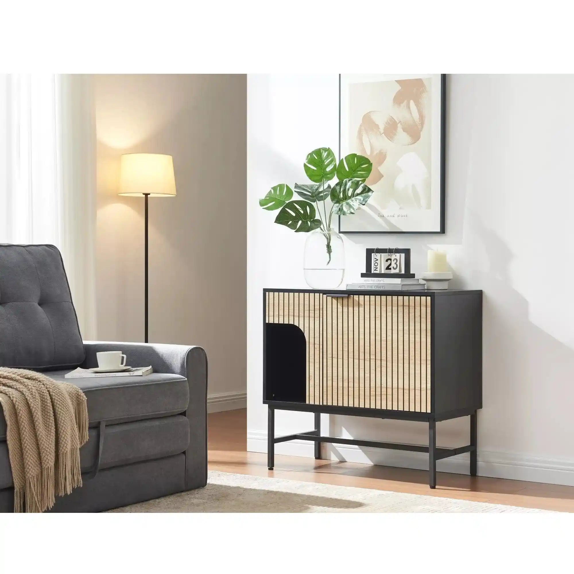 Comoda DETROIT OCN-39967, negru/stejar