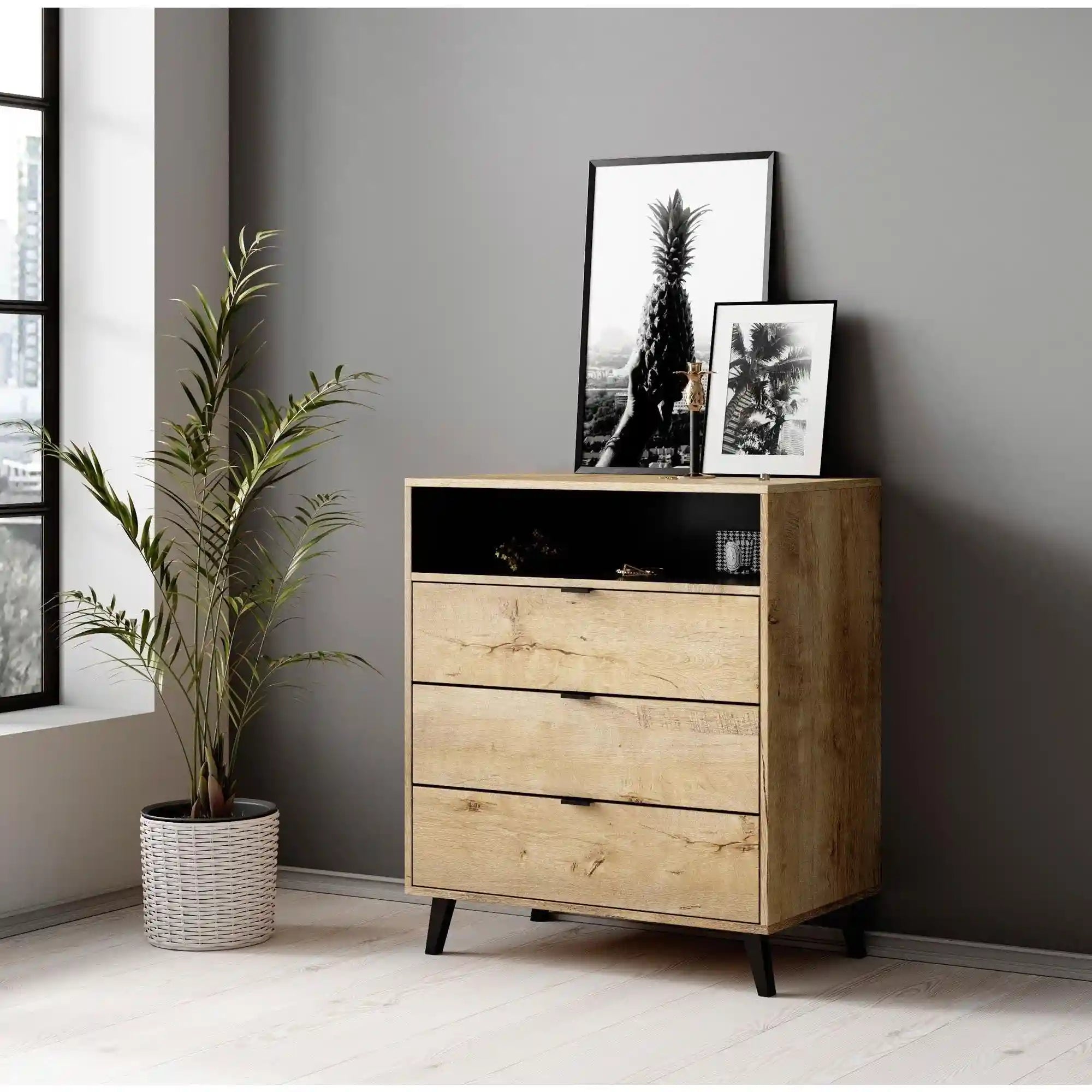 Comoda HOUSTON OCN-27721, stejar/negru