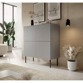 Comodă gri mat cu design modern într-un living elegant – primabucata