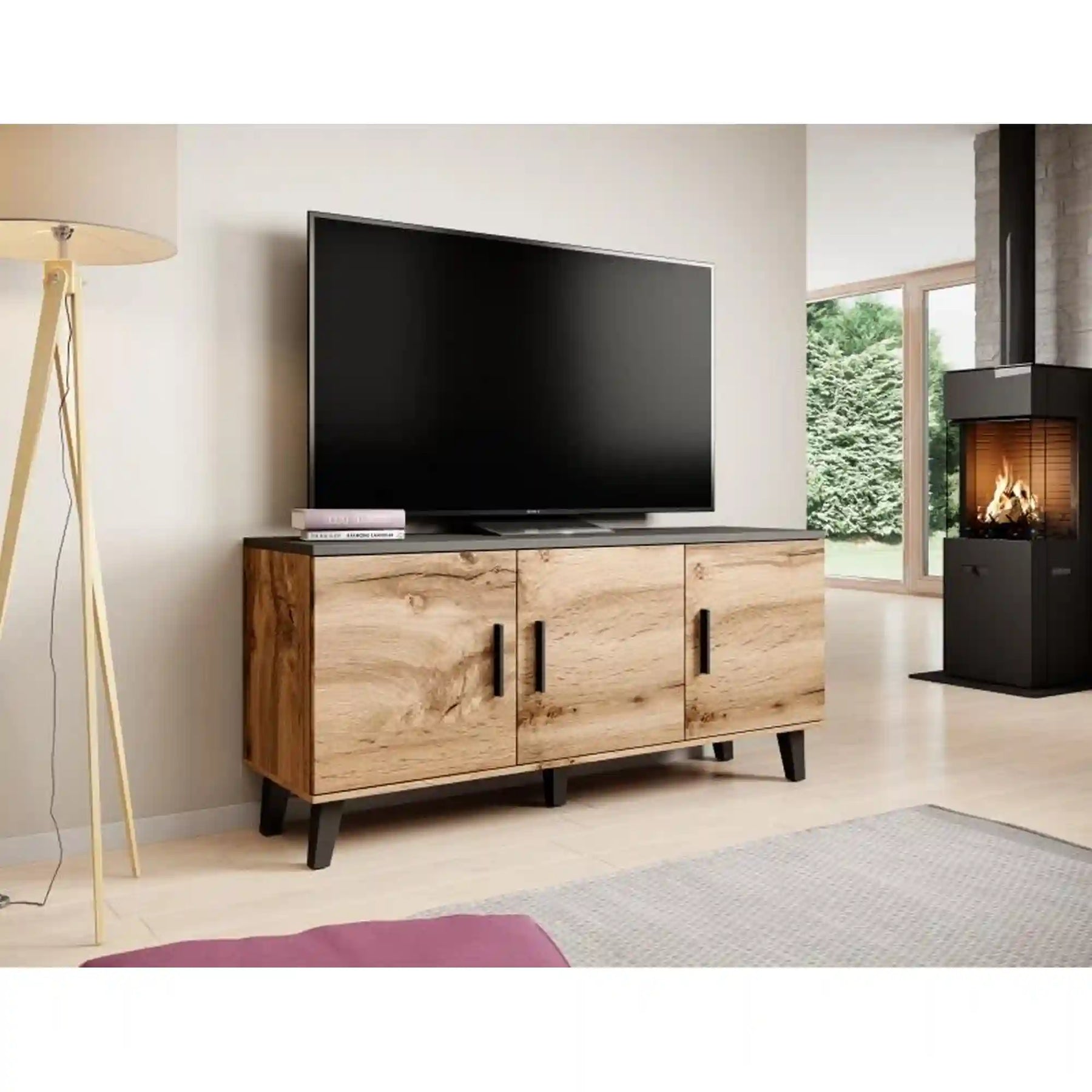 Comoda HOUSTON OCN-38008, stejar wotan/negru