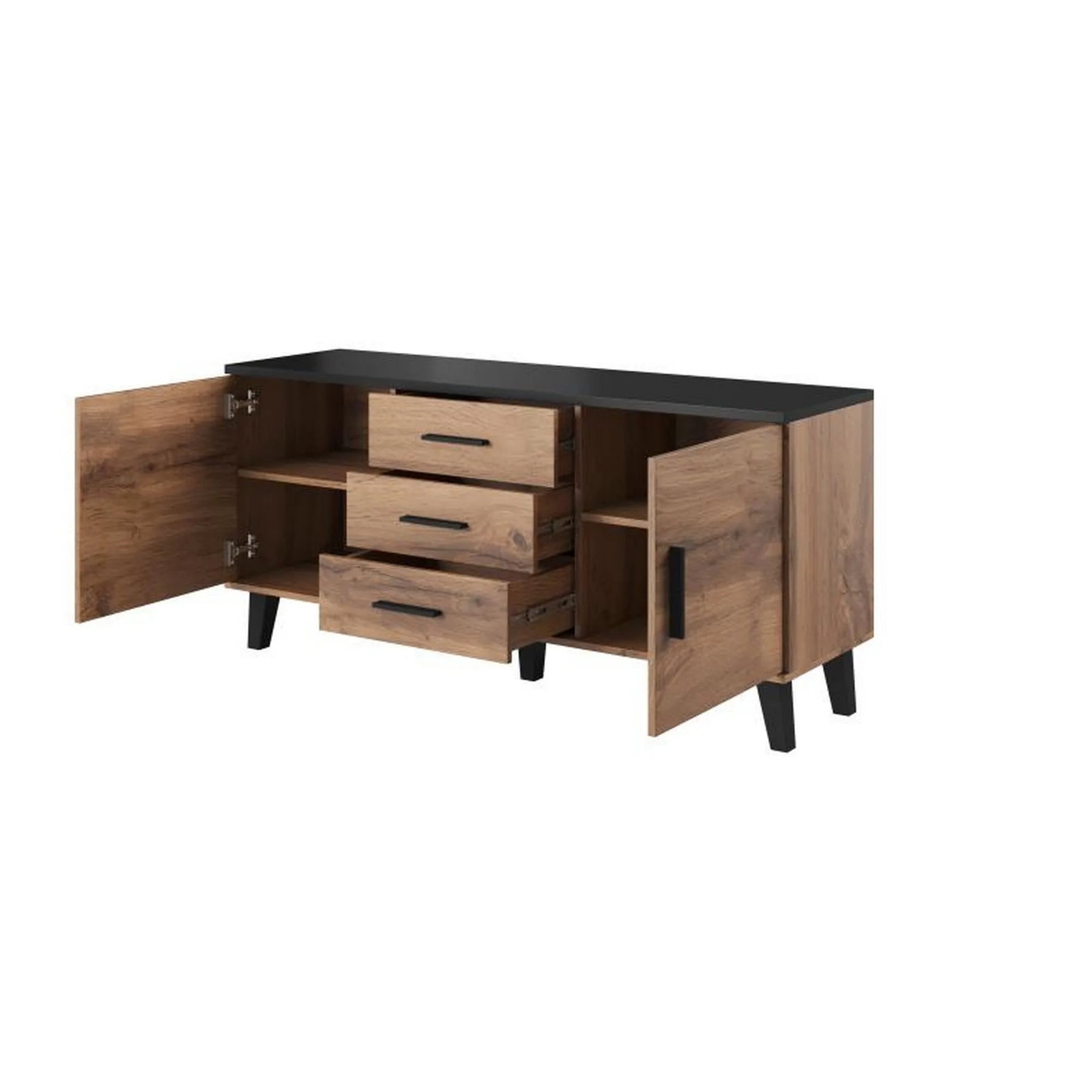 Comoda HOUSTON OCN-38036, stejar wotan/negru