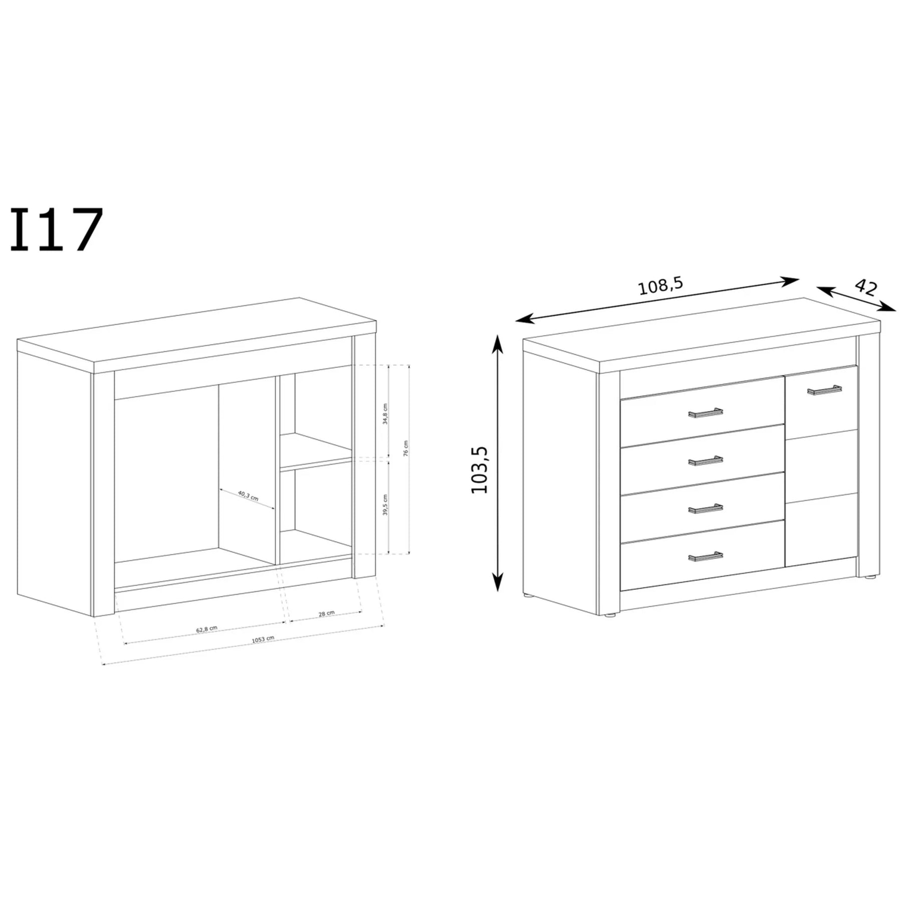 Comoda HOUSTON OCN-38048, frasin inchis